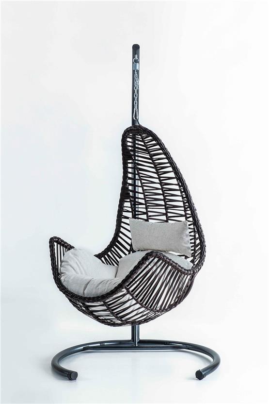 Eymense Zen Rattan Salıncak Antrasit Beyaz