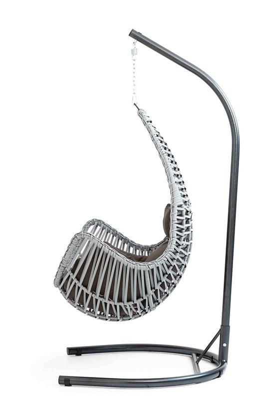 Eymense Zen Rattan Salıncak Gri Kahve Oturum Beyaz