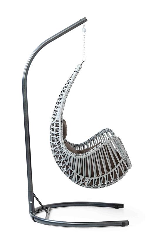 Eymense Zen Rattan Salıncak Gri Kahve Oturum Beyaz