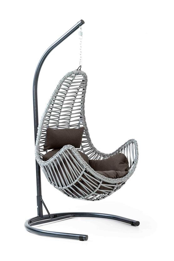 Eymense Zen Rattan Salıncak Gri Kahve Oturum Beyaz