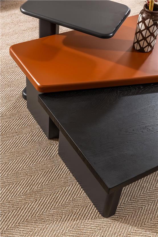 Eymense Zenn Meşe Modüllü Üçlü Orta Sehpa Ceviz