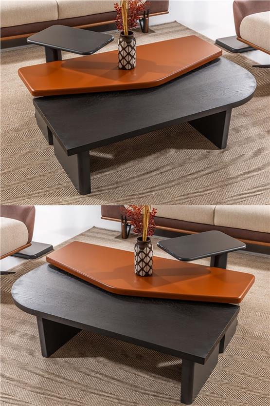 Eymense Zenn Meşe Modüllü Üçlü Orta Sehpa Ceviz