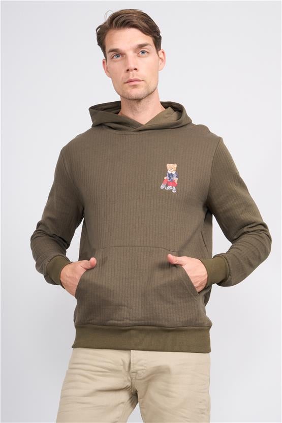 Fbı 95098 16 Hakı Erkek Kanguru Cep Kapusonlu Sweatshırt