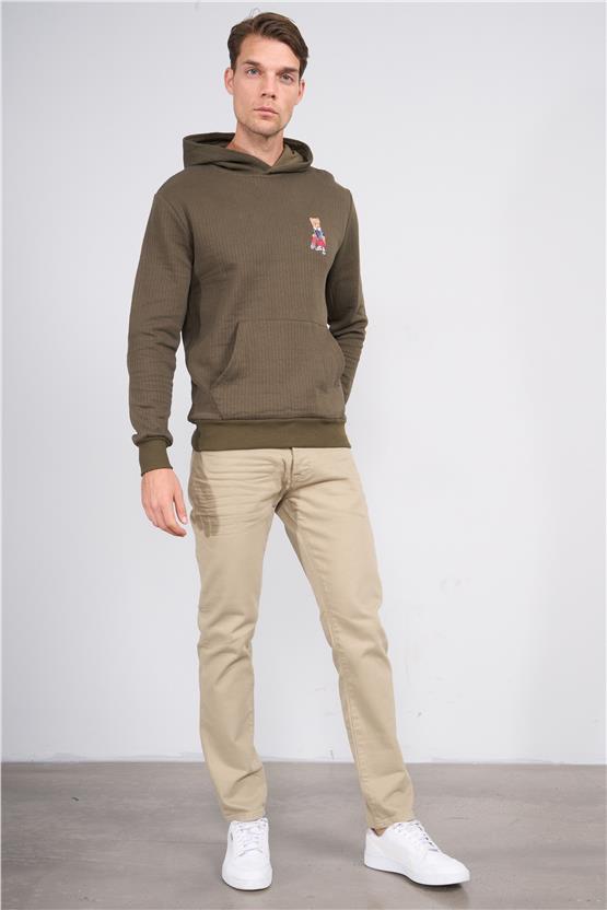 Fbı 95098 16 Hakı Erkek Kanguru Cep Kapusonlu Sweatshırt