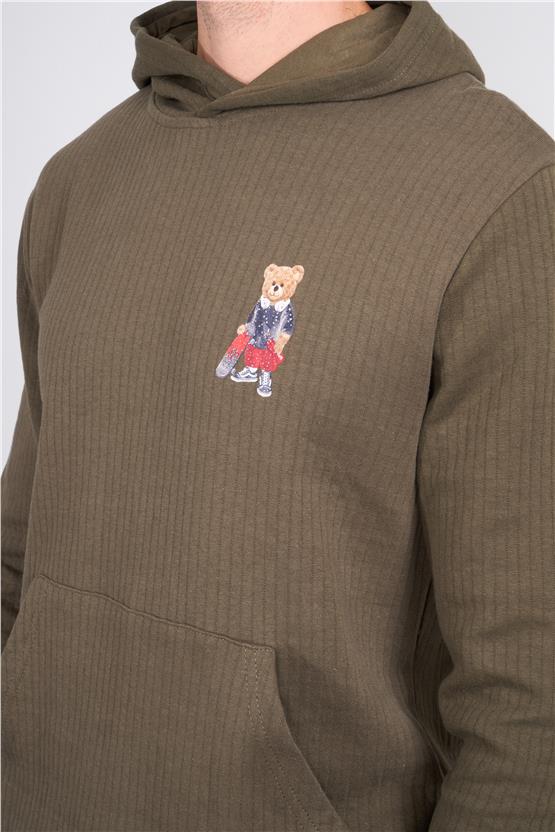 Fbı 95098 16 Hakı Erkek Kanguru Cep Kapusonlu Sweatshırt