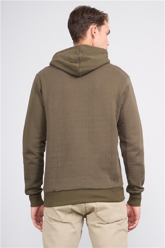 Fbı 95098 16 Hakı Erkek Kanguru Cep Kapusonlu Sweatshırt