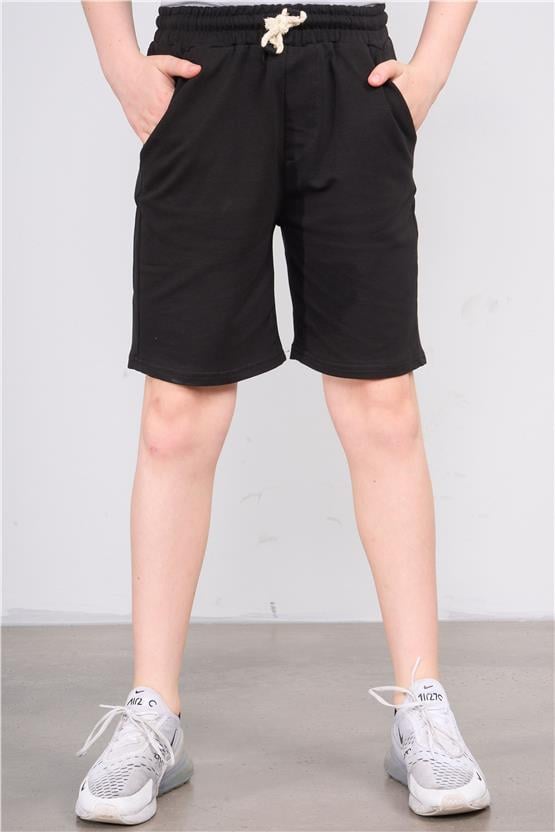 Fitclub 33472 Erkek Çocuk Pamuk Cepli Şort 4-12 Siyah