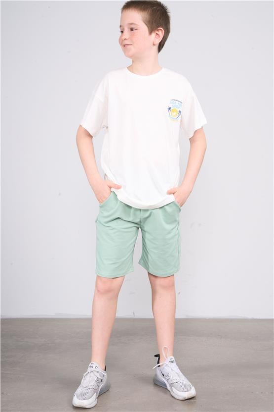 Fitclub 33472 Erkek Çocuk Pamuk Cepli Şort 4-12 Soft Haki