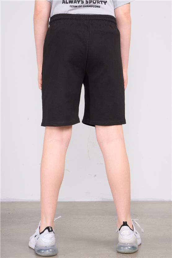 Fitclub 33472 Erkek Çocuk Pamuk Cepli Şort 4-12 Siyah