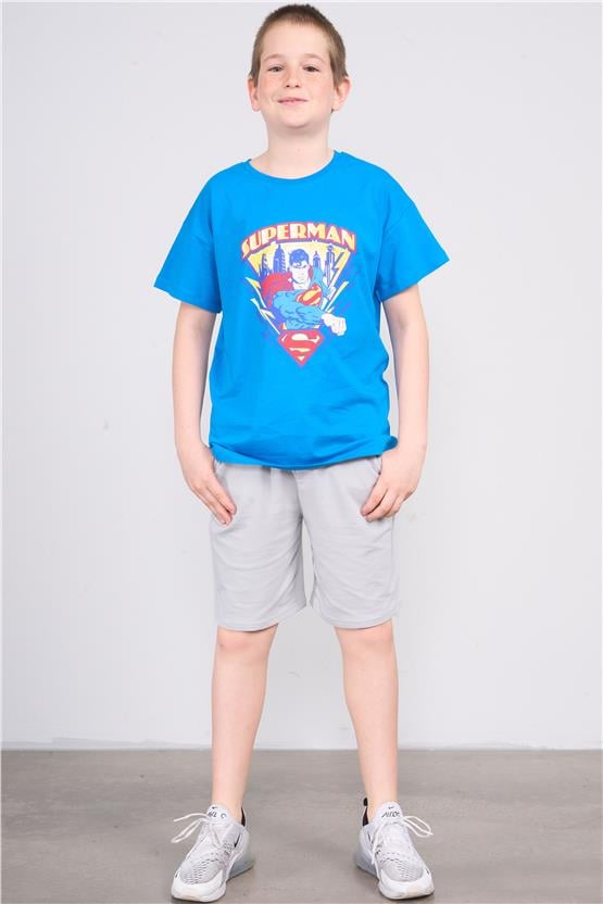 Fitclub 33472 Erkek Çocuk Pamuk Cepli Şort 4-12 Boyalı Gri