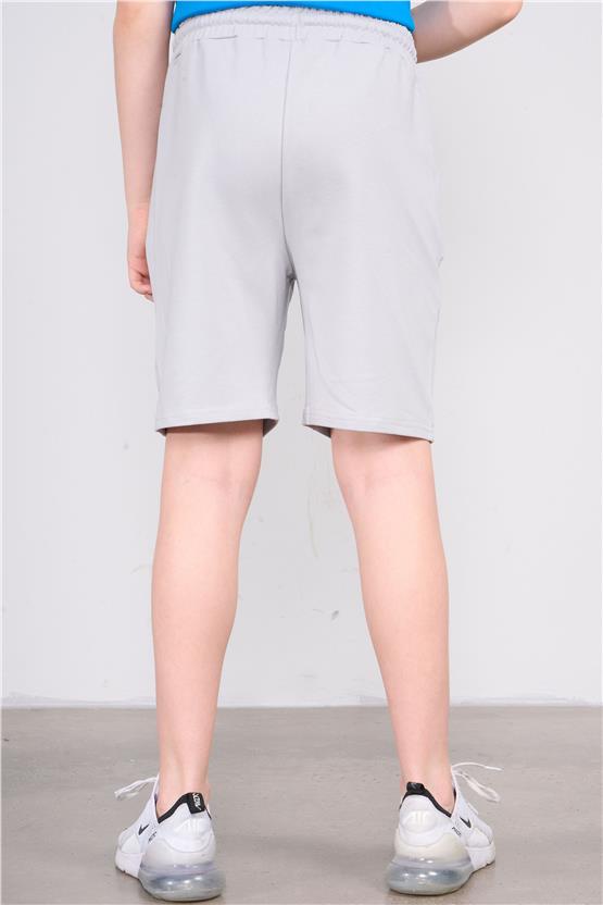 Fitclub 33472 Erkek Çocuk Pamuk Cepli Şort 4-12 Boyalı Gri