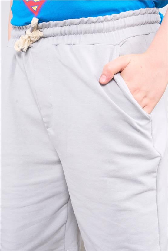 Fitclub 33472 Erkek Çocuk Pamuk Cepli Şort 4-12 Boyalı Gri