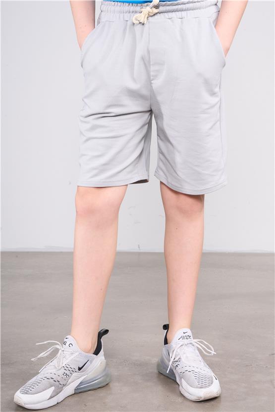 Fitclub 33472 Erkek Çocuk Pamuk Cepli Şort 4-12 Boyalı Gri