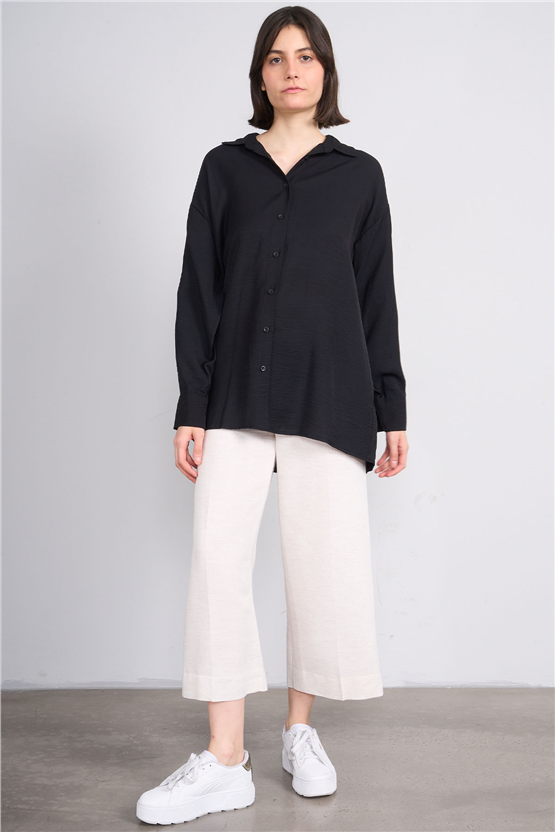 Fithit 1556 Kadın Uzun Kol Viskon Gömlek Siyah