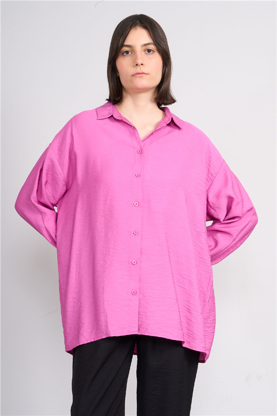 Fithit 1556 Kadın Uzun Kol Viskon Gömlek Fuşya