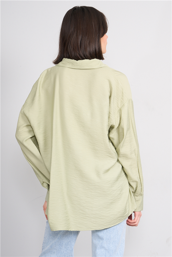 Fithit 1556 Kadın Uzun Kol Viskon Gömlek Açık Yeşil
