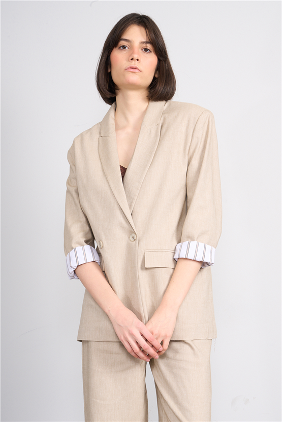 Fithit 5316 Kadın Oversize Ceket Bej