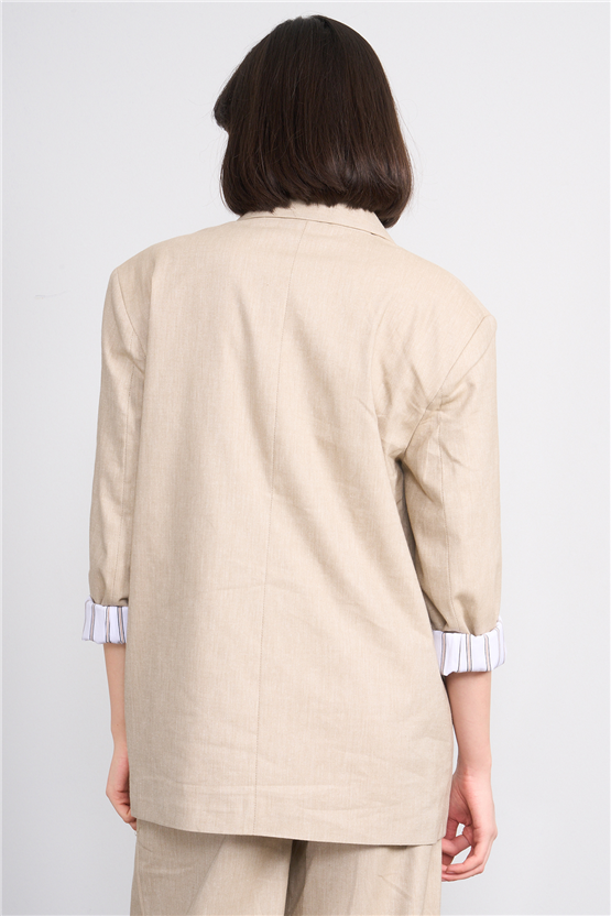Fithit 5316 Kadın Oversize Ceket Bej