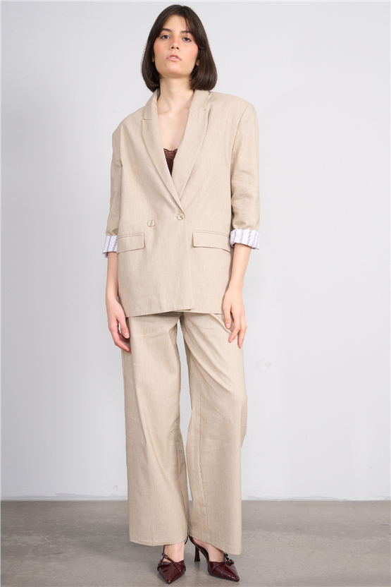 Fithit 5316 Kadın Oversize Ceket Bej