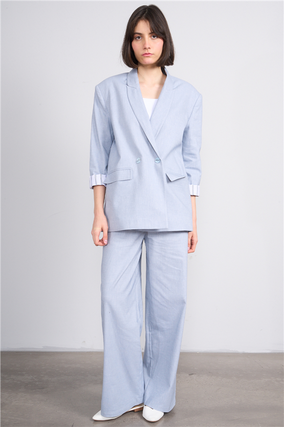 Fithit 5316 Kadın Oversize Ceket Mavi