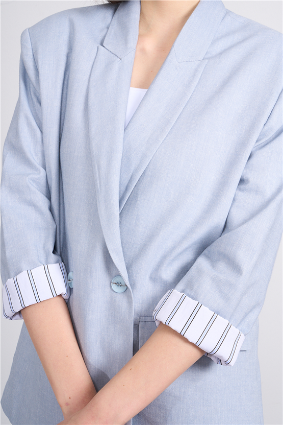 Fithit 5316 Kadın Oversize Ceket Mavi