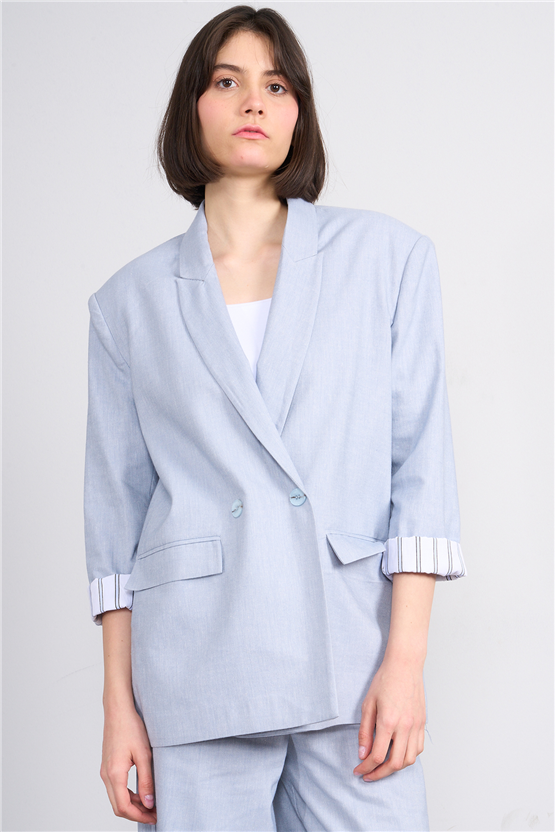 Fithit 5316 Kadın Oversize Ceket Mavi