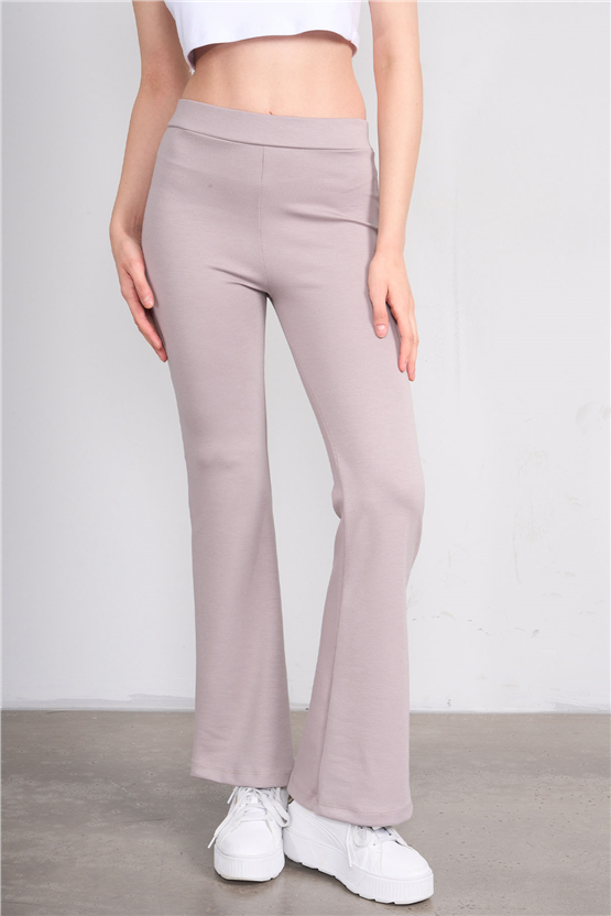 Fithit 7091 Bayan Yüksek Bel İspanyol Paça Tayt Vizon