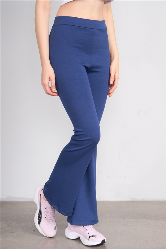 Fithit 7091 Bayan Yüksek Bel İspanyol Paça Tayt İndigo