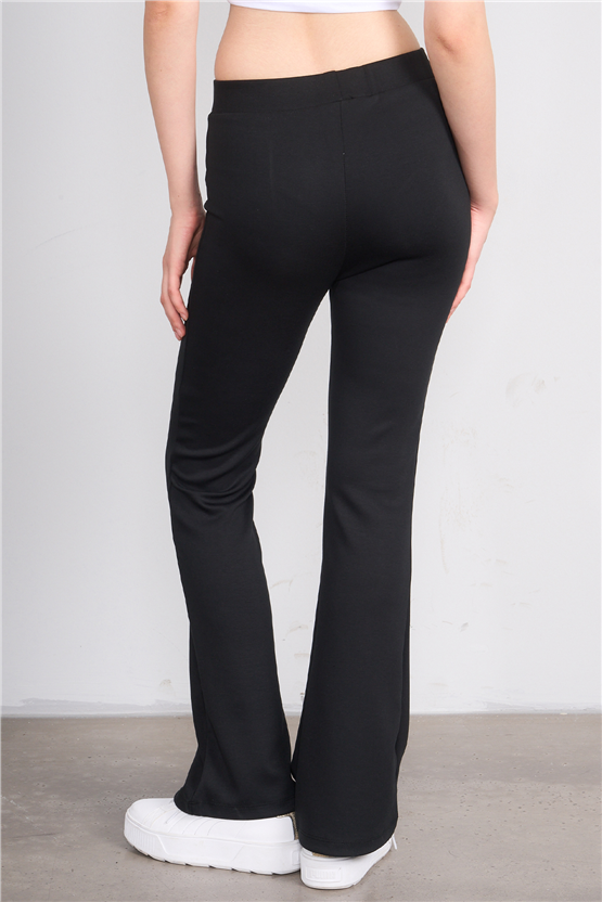 Fithit 7091 Bayan Yüksek Bel İspanyol Paça Tayt Siyah