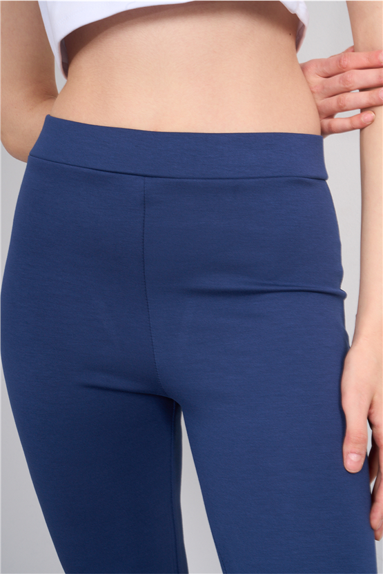 Fithit 7091 Bayan Yüksek Bel İspanyol Paça Tayt İndigo