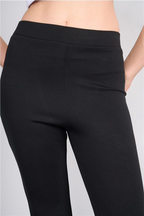 Fithit 7091 Bayan Yüksek Bel İspanyol Paça Tayt Siyah