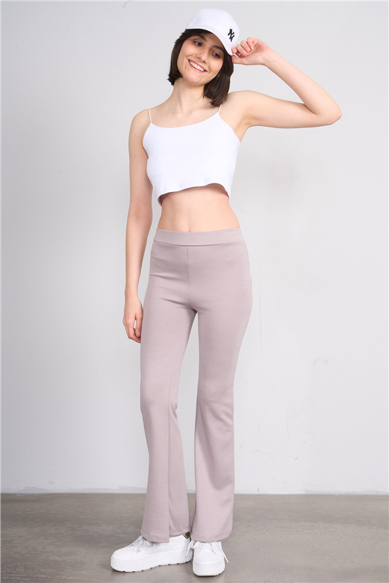 Fithit 7091 Bayan Yüksek Bel İspanyol Paça Tayt Vizon