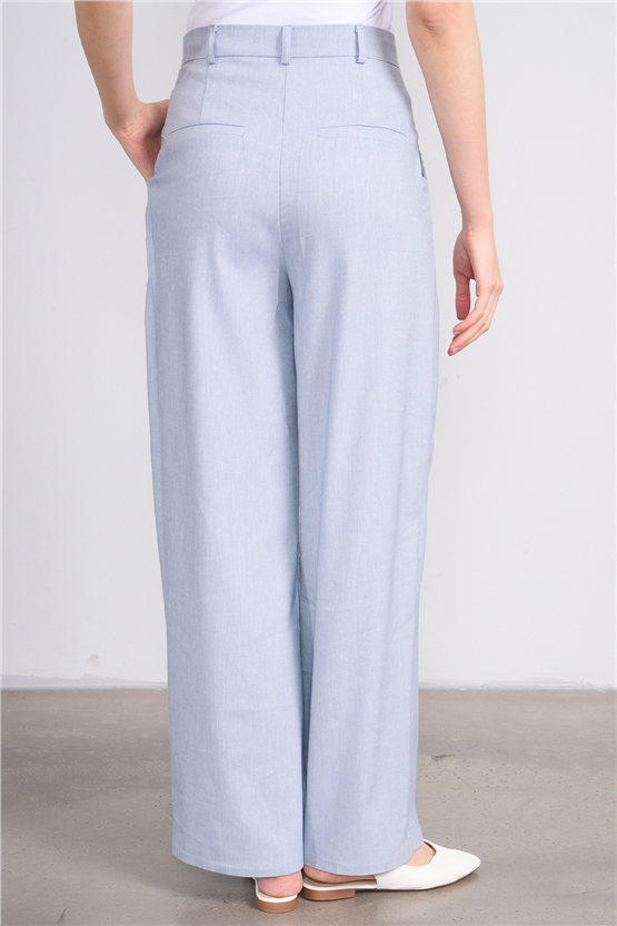 Fithit 7097 Bayan Loose Fit Geniş Paça Pantolon Mavi
