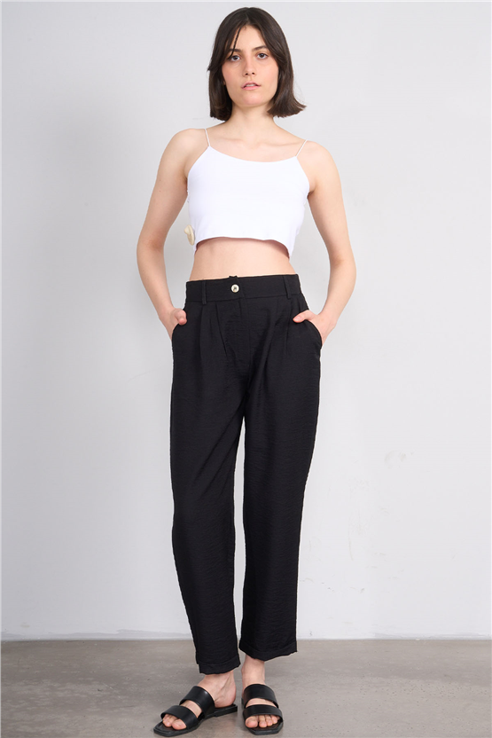 Fithit 7502 Bayan Rossi Dar Double Paça Pantolon Siyah