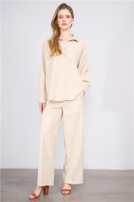 Fithit 7562 Bayan Bol Paça Pantolon Bej