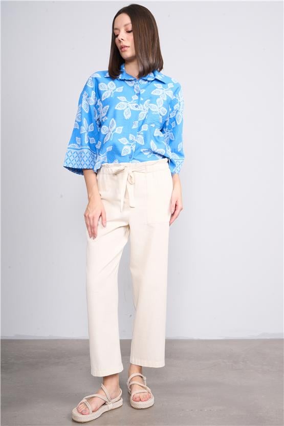 Fithit 7593 Bayan Boru Paça Gabardin Pantolon Natural