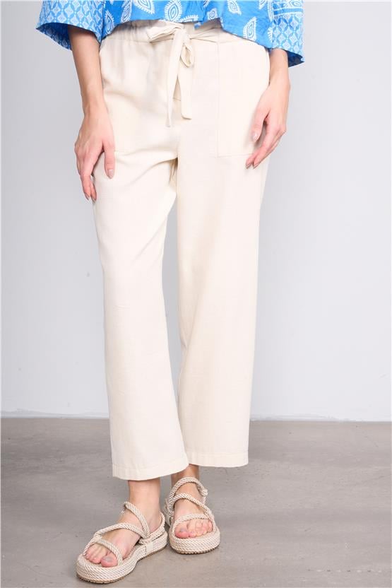 Fithit 7593 Bayan Boru Paça Gabardin Pantolon Natural