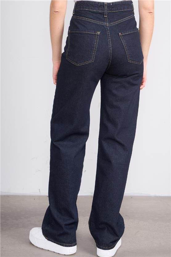 Fithit 7810 Bayan Jean Maria Wide Leg Pantolon Koyu Mavi