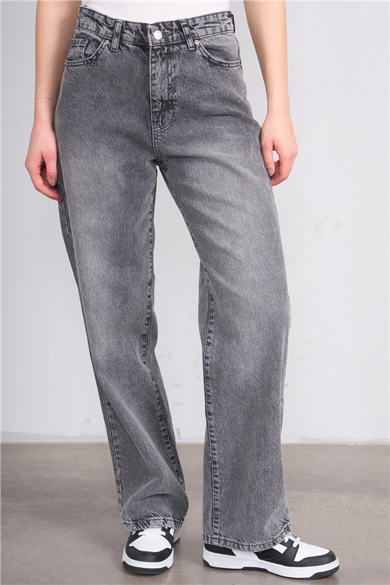 Fithit 7810 Bayan Jean Maria Wide Leg Pantolon Kar Gri