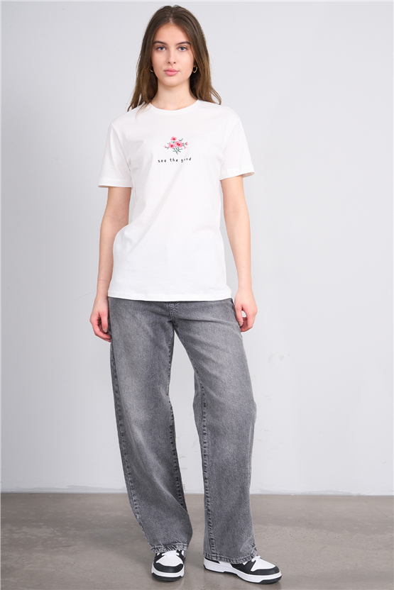 Fithit 7810 Bayan Jean Maria Wide Leg Pantolon Kar Gri