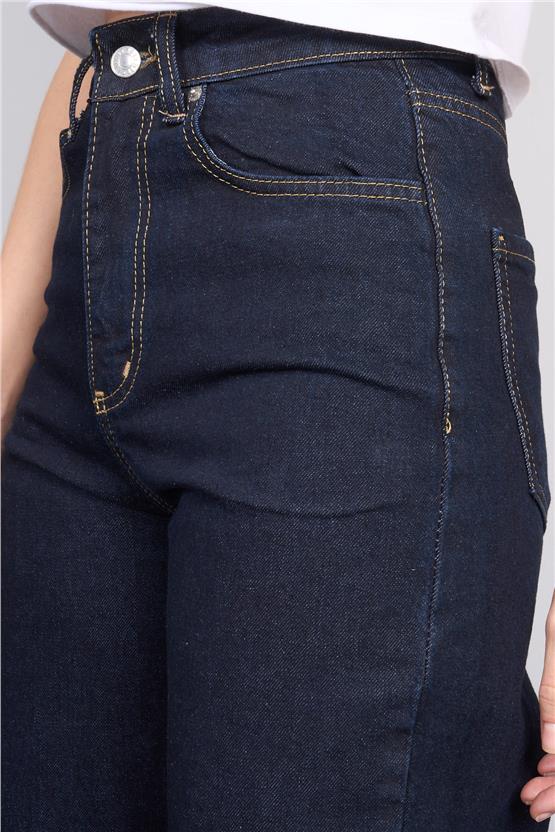 Fithit 7810 Bayan Jean Maria Wide Leg Pantolon Koyu Mavi