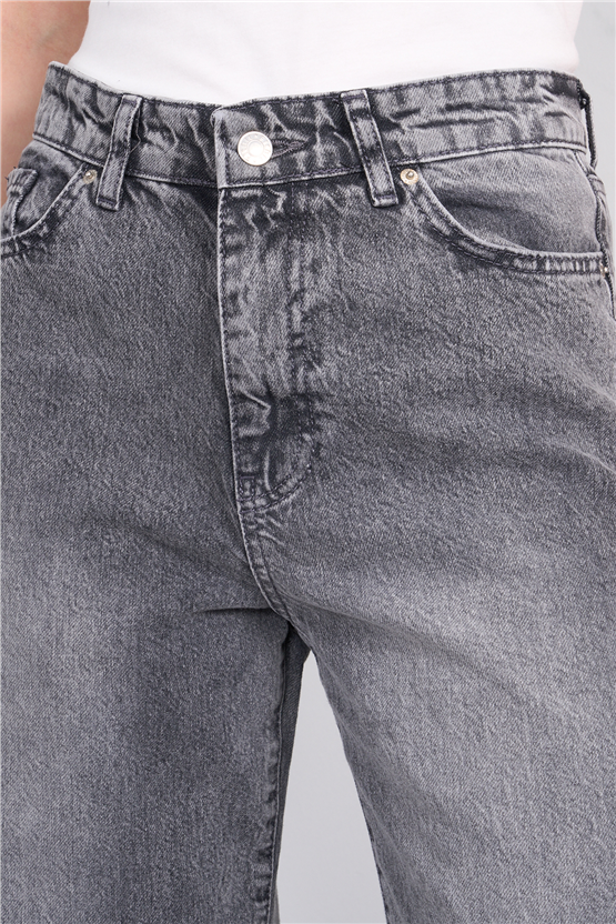 Fithit 7810 Bayan Jean Maria Wide Leg Pantolon Kar Gri