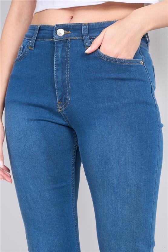 Fithit 7811 Bayan Jean İspanyol Paça Pantolon Mavi