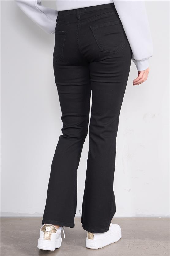 Fithit 7811 Bayan Jean İspanyol Paça Pantolon Siyah