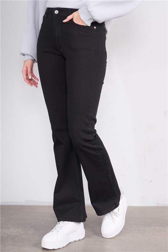 Fithit 7811 Bayan Jean İspanyol Paça Pantolon Siyah