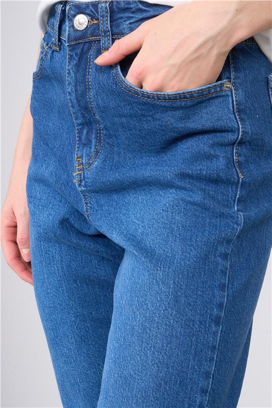 Fithit 7812 Bayan Molie Mom Jean Pantolon İndigo