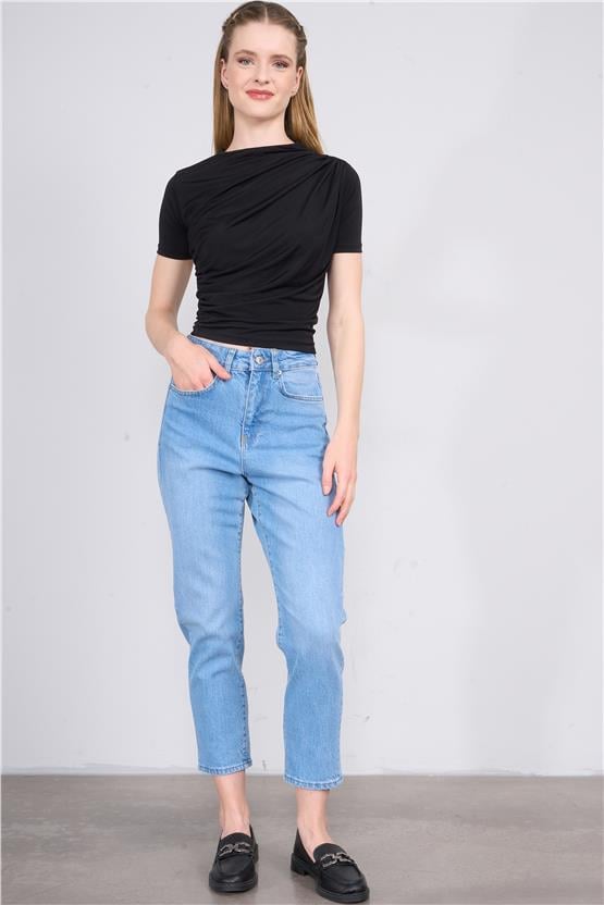 Fithit 7812 Bayan Molie Mom Jean Pantolon Orta Mavi