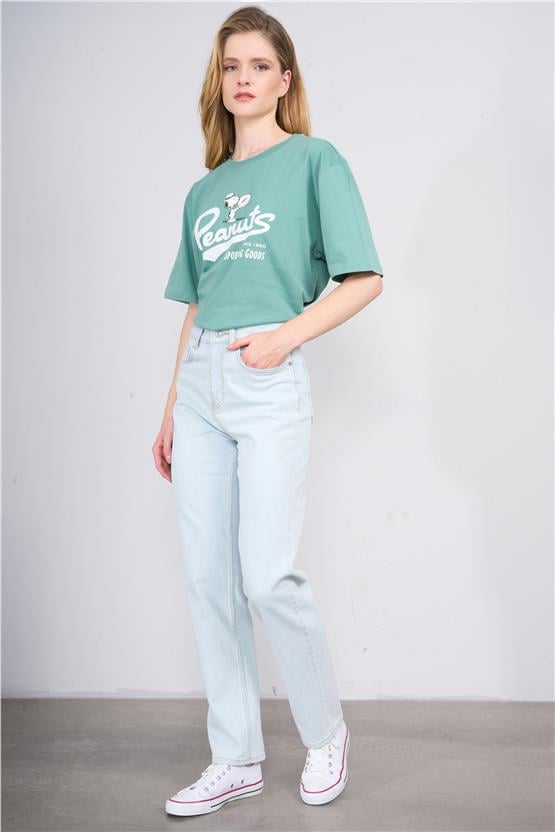 Fithit 7813 Bayan Kelly Straight Jean Pantolon Buz Mavi