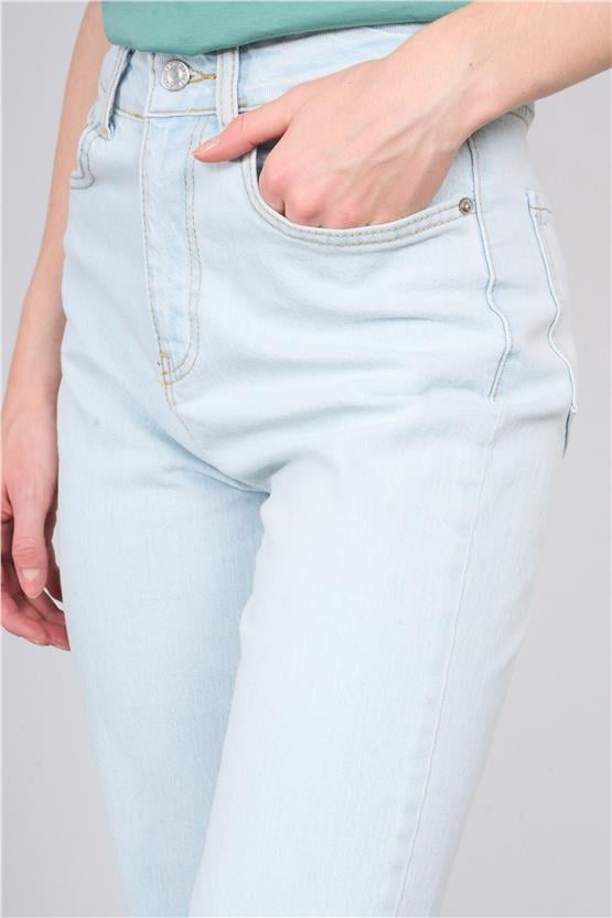 Fithit 7813 Bayan Kelly Straight Jean Pantolon Buz Mavi