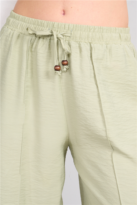 Fithit 7819 Bayan Viskon Geniş Paça Nervürlü Pantolon Açık Yeşil